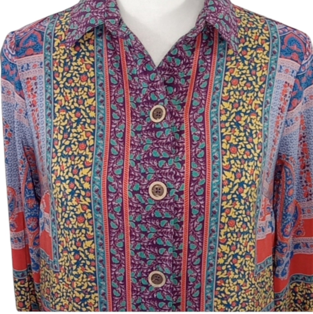 Anthropologie x Maeve Casablanca Silk Shirt Dress Mixed Print Size 0 - Picture 11 of 16